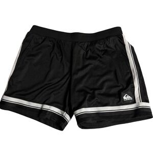 Quiksilver Mens XL‎ Black Mesh Athletic Basketball Shorts White Stripe DryFlight